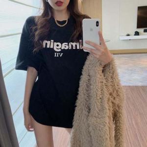 Imagine 여성 반팔 티숙 BI00440 롱 루즈핏 티숙 박시 오버핏