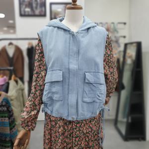 [써스데이아일랜드]후드 집업 데님 베스트 T252MVT175W