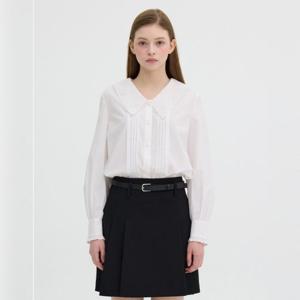 [올리브데올리브]레이스 카라 배색 핀턱 블라우스 OW5SB255