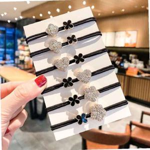 럭셔리 큐빅 헤어끈 머리끈 머리고무줄 6개 세트