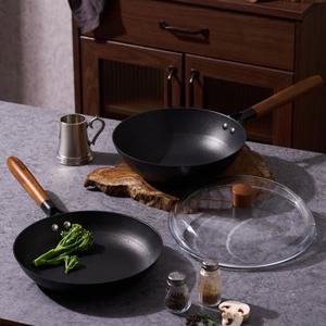 베카 시즈닝 무쇠 26cm 3종 세트 (프라이팬+궁중팬+유리뚜껑)