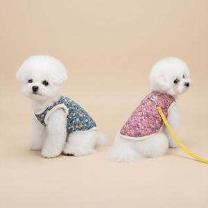 강아지 겨울옷 꽃무늬 할머니 김장조끼