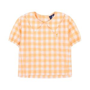 캉골키즈 체크 패턴 블라우스 PB 2001 아프리콧/APBCBL20010AO