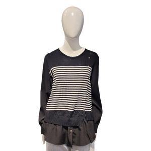 [페이지플린]블라우스배색 단가라니트(F4AKN015A)