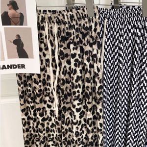 여성편한바지 레오파드 지그재그 여자 와이드 팬츠 아이스 쿨 바