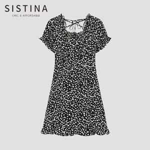 [SISTINA] 인기 플로럴 러플 미니 원피스_AWWOPO21260_BK