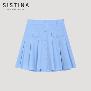 [SISTINA] 인기 버튼 플리츠 미니 스커트_AWWSKO21760_BL