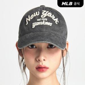 [MLB공식] 24N 바시티 레터링 컬러데님 언스트럭쳐 볼캡 NY (C.Grey) 3ACPDS14N
