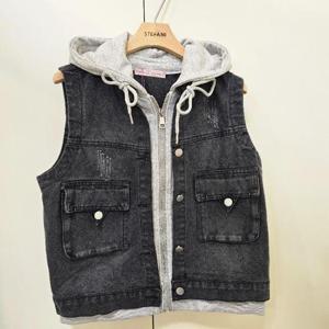 스테파니 HC07 후드배색 데님 조끼 A25DM5101