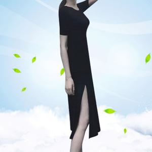 여름 반팔 원피스 A라인 편한 옆트임 플레어 이너 롱