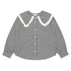 [에꼴리에]여아 체크 레이스 카라 블라우스 23A5651_BK