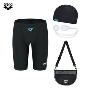 [백화점]아레나 아동 킥앤풀 A5SB1KB04 BLK (주머니백 증정) 생존수영 4부수영복 수경 수모 가방 4종세트
