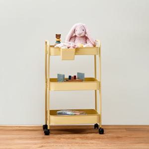 [모던하우스] ON 나사없이 쉽게 조립하는 3단 메탈트롤리 바스켓세트 소프트옐로우