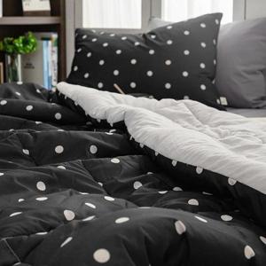 해피니 도트 세미마이크로 차렵이불 베개커버 세트 SS (블랙)