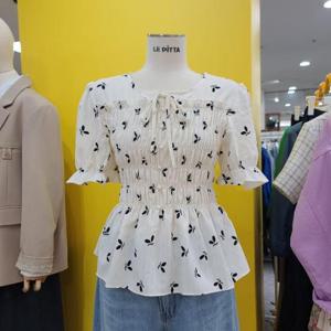 르피타 DP01 프린트 스모킹블라우스 L252UBL562