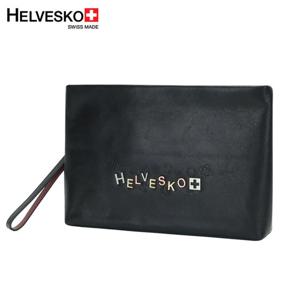 [헬베스코] 로고장식 천연소가죽 남성 골프 클러치백