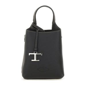 토즈 블랙 레더 엠보스드 로고 토트 백 XBWAPAT9000 QRIB999