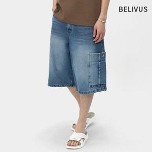 빌리버스 남성 버뮤다 팬츠 청바지 와이드 카고 반바지 BWYP004