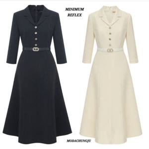 [미니멈]MD 카라넥 버튼 플레어 원피스 MD MYBAWO6100_CJ