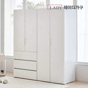 레이디가구 빈트 베이직 수납 시스템 옷장 1600 B세트 (800 긴옷장 + 800 3단 서랍 옷