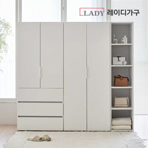 레이디가구 빈트 베이직 수납 시스템 옷장 2000 C세트 (800 긴옷장 + 800 3단 서랍 옷