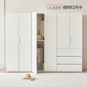 레이디가구 빈트 베이직 수납 시스템 옷장 2400 A세트 (800 긴옷장 + 800 이불장 (2단