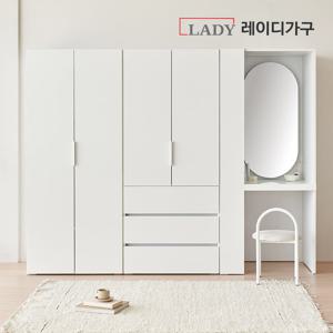 레이디가구 빈트 베이직 수납 시스템 옷장 2400 B세트 (800 이불장 (2단 행거 옷장) +