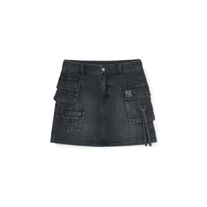 MLB  (3FDSB0254-50BKS) 여성 스몰로고 멀티카고 데님 스커트