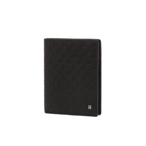 [헤지스/선물포장]블랙 로고패턴 소가죽 중지갑HJWA5F836BK