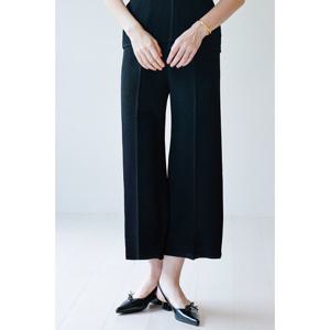 [요이츠]격자 플리츠 와이드 밴딩 팬츠 블랙_YK03WRPSL01