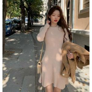 여성미니원피스 1P 여자 딱붙는 니트 라운드 치마 여성미니원피스