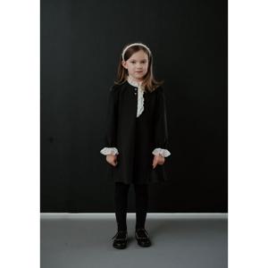 [빈]BZ540P03BK 블랙 배색 러플 원피스