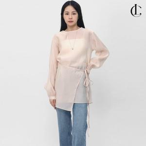 엘케이트 여자 블라우스 실키 허리 리본 긴팔 랩 블라우스 LCC001