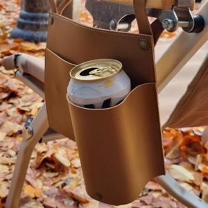 캠핑 가죽 컵홀더 소품포켓 가죽컵홀더 컵보관함 가죽포켓