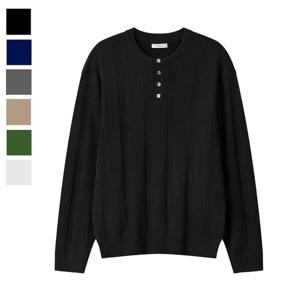 남자 가을 코엘 라운드 헨리넥 긴팔 니트 AS-KNA-Q028-블랙