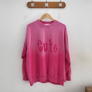 남자 레터링 그라데이션 피그먼트 맨투맨 BT-TSA-Q013-핑크