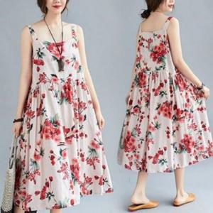 S57722 상큼 청량 플라워 면 나시원피스 민소매 GWM