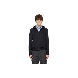 25 FW 발렌티노 남성 블랙 네오프렌 V로고 후드티 252476M202003