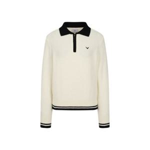 캘러웨이골프긴팔티 VQA CWSO25F401_OW 가을 여성 부클 카라 배색 풀오버