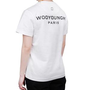 우영미 여성 백로고 뱃지 라운드 코튼 반팔티셔츠 화이트 M233TS07701W