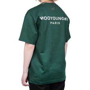 우영미 여성 백 로고 라운드넥 코튼 반팔 그린 M233TS08705F