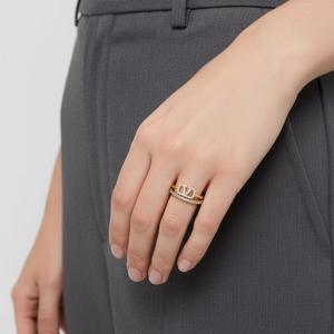 배송 발렌티노 여성 V 로고 스와로브스키 크리스탈 링 반지 5W2J0X02 YCW MH5