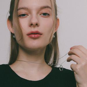 제이로렌 도넛 펜던트 롱 실버 목걸이 N01216