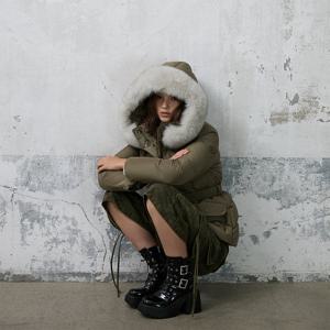 [에고이스트]웨이스트 밴딩 사가퍼 구스 숏 다운점퍼 ER4TD001