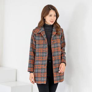 [모슬린]엄마옷 카라 울모직 체크 누비반코트 512FGH136 마담/중