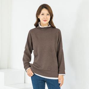 [모슬린]엄마옷 이중터틀 배색 긴팔 롱티셔츠 512FGH072 마담/중