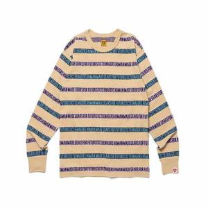 휴먼메이드 자카드 롱 슬리브 티셔츠 베이지 HM26CS015