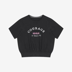 [베스띠벨리]레터링자수반팔블라우스_BKBAF7411