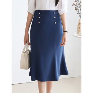 [모리스커밍홈][55-77]더블단추 인어라인 미디 스커트_M2602SK60