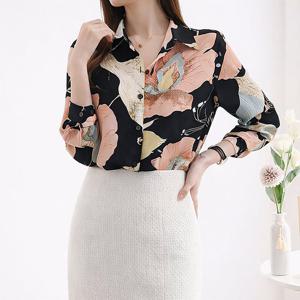 [모리스커밍홈] 플라워패턴 실키 블라우스_M2602BL603A